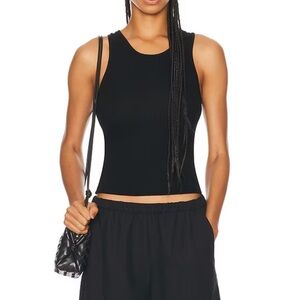 Enza Costa Silk Rib Sheath Tank Top Black NWOT Size Medium
